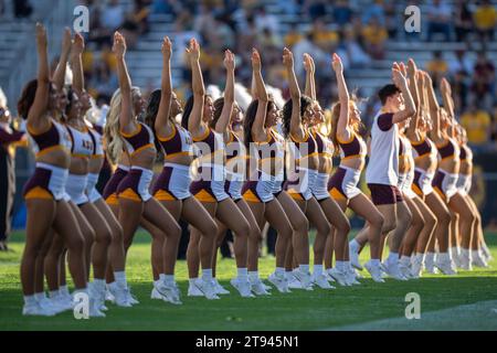 Arizona State Sun Devils cheerleaders during a NCAA Football game against the Oregon Ducks Saturday, November 18, 2023, in Tempe, Arizona. Oregon defeated Arizona State 49-13 (Marcus Wilkins/Image of Sport) Stock Photo