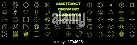 Set abstract geometric elements. Brutalist geometric shapes collection. Vector illustration. Stock Vector