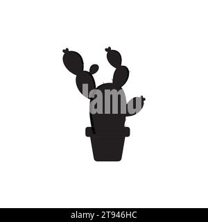 Cactus icon vector logo symbol desert flower botanica plant garden summer tropical illustration doodle silhouette icon Stock Vector