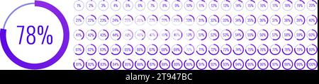 Percentage circle set. Progress bar. Loading indicator set. Vector illustration. Stock Vector