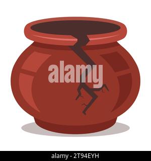 broken ceramic pot. flat vector illustration. Stock Vector