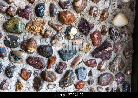 Wall made from local pebbles in Burt Township, United States Stock Photo