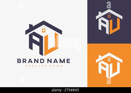 hexagon AV house monogram logo for real estate, property, construction business identity. box shaped home initiral with fav icons vector graphic templ Stock Vector