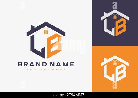 hexagon LB house monogram logo for real estate, property, construction business identity. box shaped home initiral with fav icons vector graphic templ Stock Vector