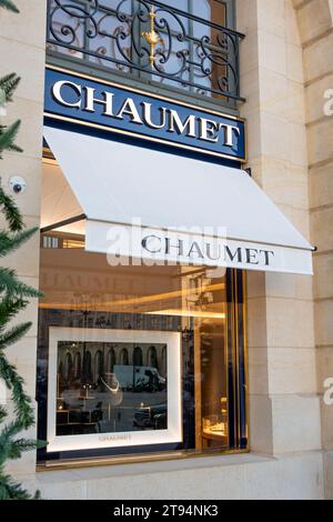 Exterior view of the Chaumet store located Place Vendôme in Paris. Chaumet is a French company specializing in luxury jewelry and watches Stock Photo