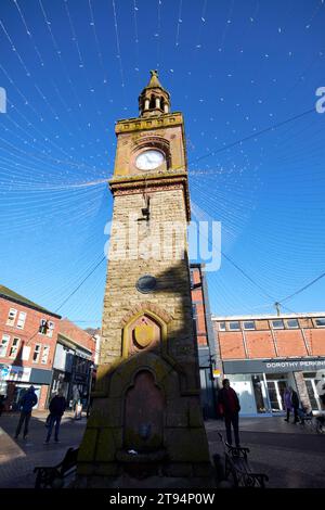 ormskirk clock tower on the site of the old market cross in the centre of the town ormskirk, lancashire, england, uk Stock Photo