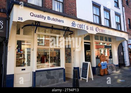 scotts of ormskirk quality butchers shop church st ormskirk, lancashire, england, uk Stock Photo