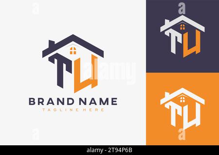 hexagon TU house monogram logo for real estate, property, construction business identity. box shaped home initiral with fav icons vector graphic templ Stock Vector