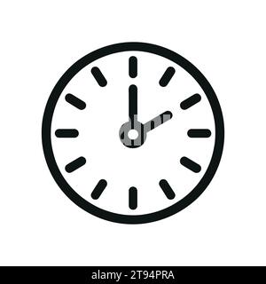 Round wall clock line icon, isolated Stock Vector