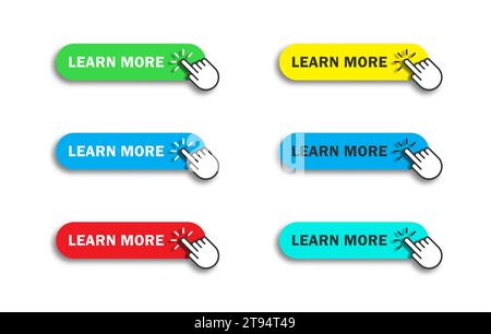 Learn more button set. Vector illustration Stock Vector