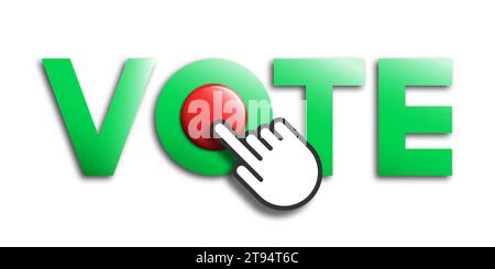 Hand pressing vote button. Vector illustration Stock Vector