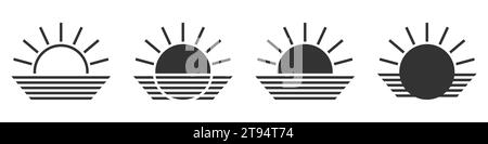 Rising sun icon set. Vector illustration Stock Vector