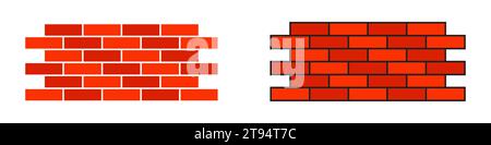 Red brick wall icon. Vector illustration Stock Vector