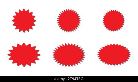 Red star burst icon set. Vector illustration Stock Vector