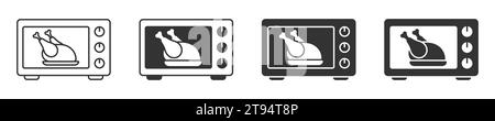 Microwave oven icon. Chicken in the oven. Vector illustration Stock Vector