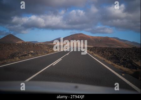 Road in Lanzarote, Canary Islands, Spain Stock Photo