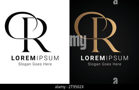 Luxury Initial PR or RP Monogram Text Letter Logo Design Stock Vector