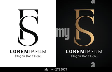 Luxury Initial SF or FS Monogram Text Letter Logo Design Stock Vector