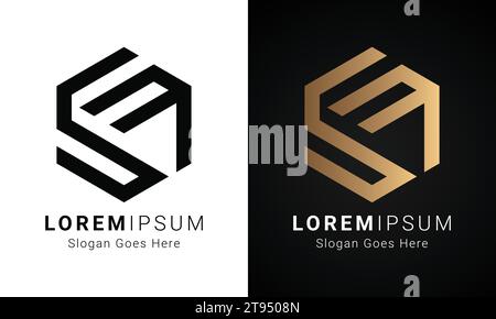 Luxury Initial SF or FS Monogram Text Letter Logo Design Stock Vector