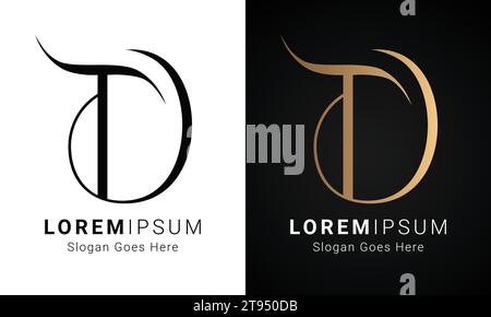 Luxury Initial TD or DT Monogram Text Letter Logo Design Stock Vector