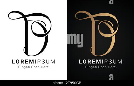 Luxury Initial TD or DT Monogram Text Letter Logo Design Stock Vector