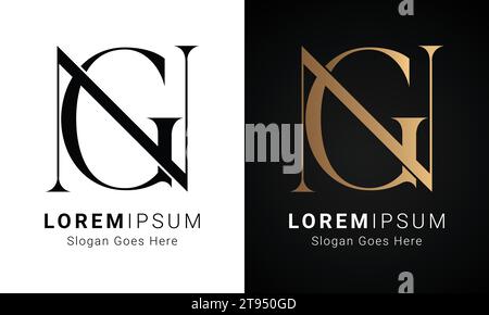 Luxury Initial NG or GN Monogram Text Letter Logo Design Stock Vector