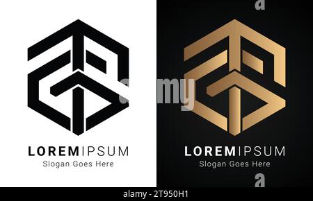 Luxury Initial GT or TG Monogram Text Letter Logo Design Stock Vector
