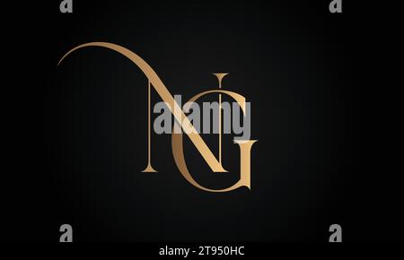 Luxury Initial NG or GN Monogram Text Letter Logo Design Stock Vector