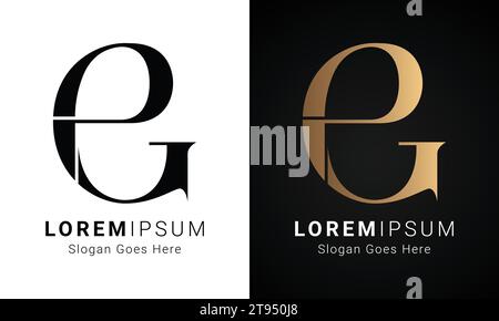 Luxury Initial PG or GP Monogram Text Letter Logo Design Stock Vector