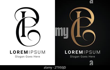 Luxury Initial PG or GP Monogram Text Letter Logo Design Stock Vector