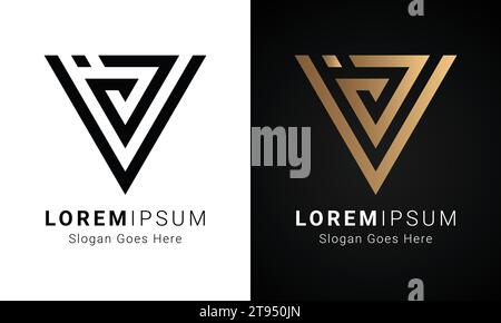 Luxury Initial VJ or JV Monogram Text Letter Logo Design Stock Vector