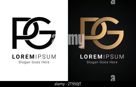Luxury Initial PG or GP Monogram Text Letter Logo Design Stock Vector