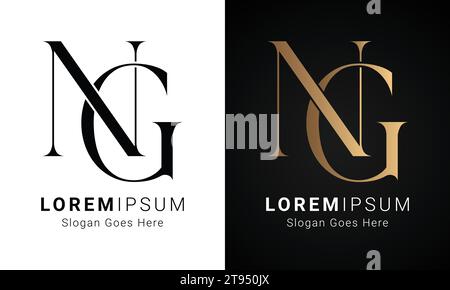 Luxury Initial NG or GN Monogram Text Letter Logo Design Stock Vector