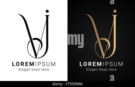 Luxury Initial VJ or JV Monogram Text Letter Logo Design Stock Vector