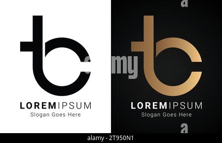 Luxury Initial TC or CT Monogram Text Letter Logo Design Stock Vector