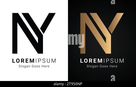Luxury Initial NY or YN Monogram Text Letter Logo Design Stock Vector