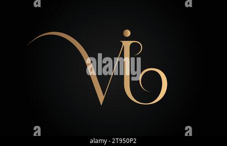 Luxury Initial VJ or JV Monogram Text Letter Logo Design Stock Vector