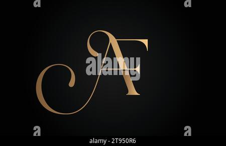 Luxury Initial AF or FA Monogram Text Letter Logo Design Stock Vector