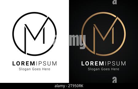 Luxury Initial M Monogram Text Letter Logo Design Stock Vector