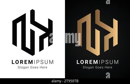 Luxury Initial NK or KN Monogram Text Letter Logo Design Stock Vector
