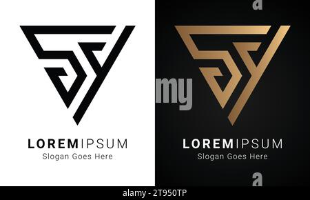 Luxury Initial YS or SY Monogram Text Letter Logo Design Stock Vector
