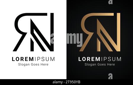 Luxury Initial RN or NR Monogram Text Letter Logo Design Stock Vector
