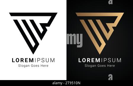 Luxury Initial VB or BV Monogram Text Letter Logo Design Stock Vector