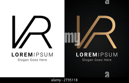 Luxury Initial VR or RV Monogram Text Letter Logo Design Stock Vector