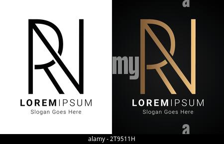 Luxury Initial RN or NR Monogram Text Letter Logo Design Stock Vector