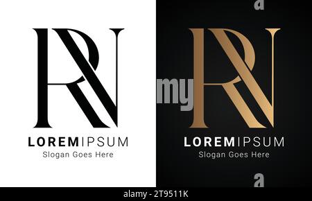 Luxury Initial RN or NR Monogram Text Letter Logo Design Stock Vector