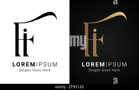 Luxury Initial FI or IF Monogram Text Letter Logo Design Stock Vector