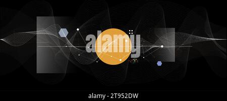 Quantum processing. Deep learning artificial intelligence. Future new technology  for business or science presentation. Vector background, Stock Vector