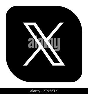 X, former Twitter, social media app icon. Black logo on white