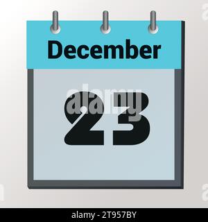 day on the calendar, vector image format, December 23 Stock Vector